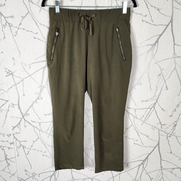 Eddie Bauer Travex Olive Green Stretch Knit High Rise Drawstring Capri - Picture 1 of 6